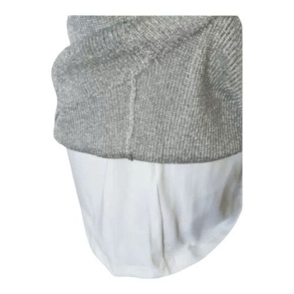 Chico's Grey Metallic Knit 3/4 Sleeve Cold Shoulder Tunic Size 2(L) Pullover - Picture 7 of 13